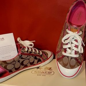 Coach Barret Metallic Pink & Tan Sneakers
